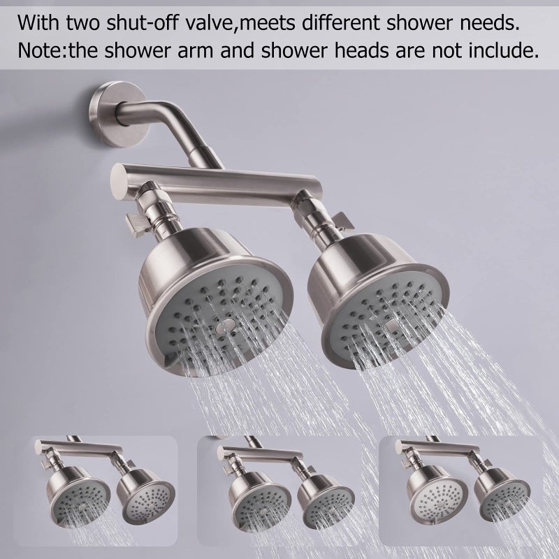 HAOXIN Shower Head Manifold with Double Outlet and Shut Off Valves for Dual Sprayer Showering System,Can Connect Two Showerheads,Brushed Nickel,STN02 - Image 3